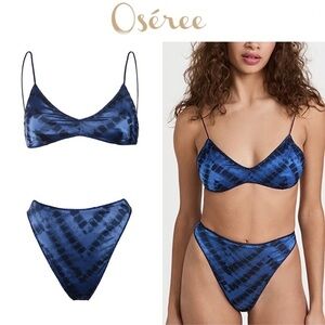 Oseree Safari 90s Bra and Bikini Bottoms Set in Blue